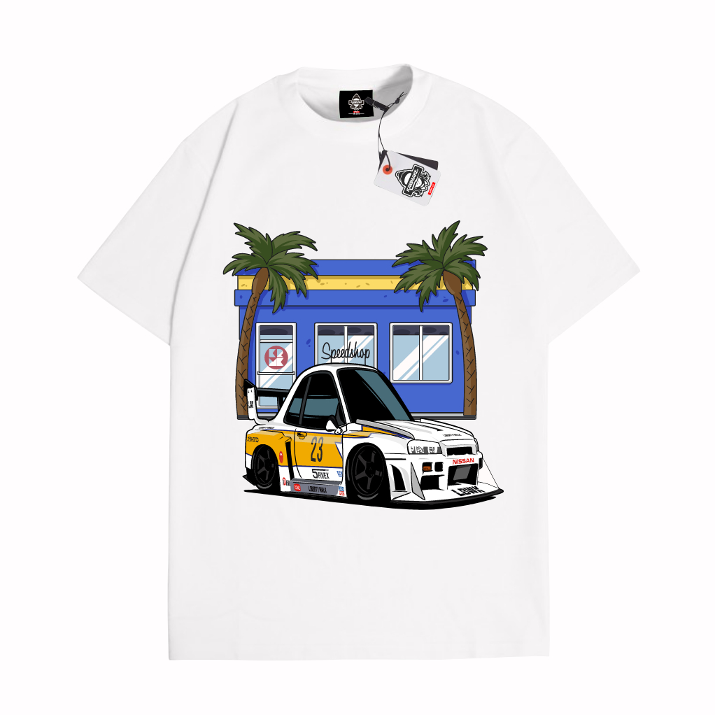 KRMK เสื้อยืด Unisex Distro เสื้อรถภาพ NISSAN SKYLINE R34 สีดํา LBWK SUPER SILHOUETTE V3
