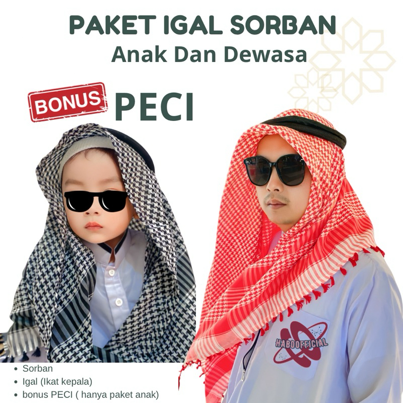 IGAL TURBAN PACKAGE FOR CHILDREN AND ADULTS / CHILDRENS TURBAN / ADULT TURBAN / SQUARE TURBAN