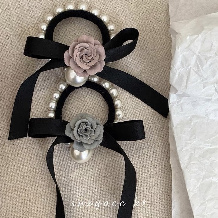 ซื้อโดยตรง Town Shell Rose Pearl Korean Scrunchy Scrunchie EllegAnt Korean Pearl Hair TieAnt