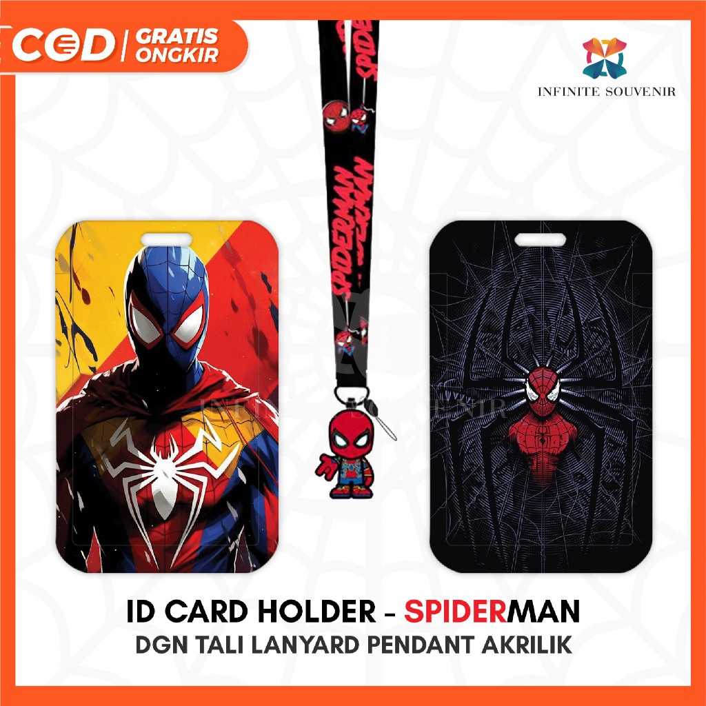 [N003] SPIDERMAN / ป้ายชื่อ ID Card Holder Spider Man พร้อมเชือกเส้นเล็กจี้อะคริลิค