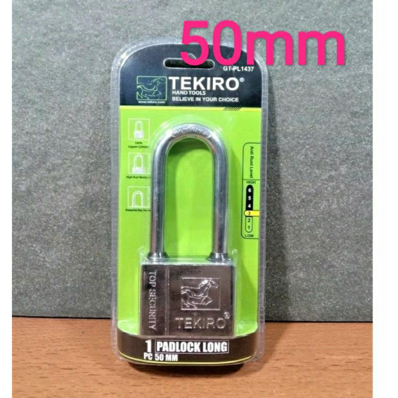 TEKIRO กุญแจคอยาวสําหรับรักษาความปลอดภัยรั้ว ชนิดสี่เหลี่ยม 50 มม. T GT-PL1437 ORIGINAL