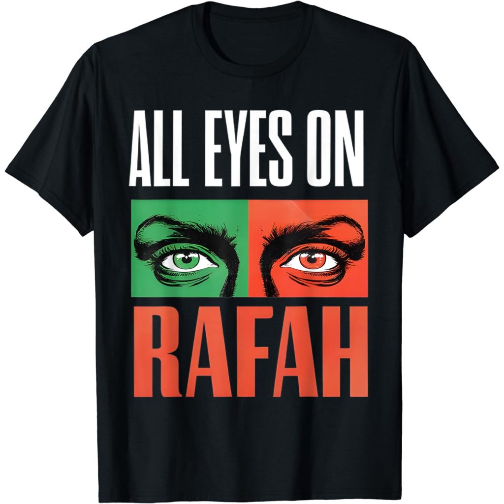 Adult All Eyez On Rafah Distressed Eye Graphic Design T-Shirt4