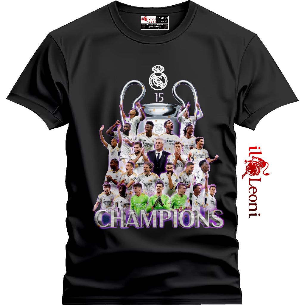 เสื้อยืด Madrid Squad Tropy UCL / เสื้อยืด real Madrid Champions UCL 2024 / เสื้อยืด Ucl 15 Champion