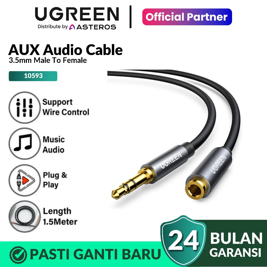 Aux Cable Extension Audio UGREEN Jack 3.5mm Male To Jack Male/Female 10593 10595 10538