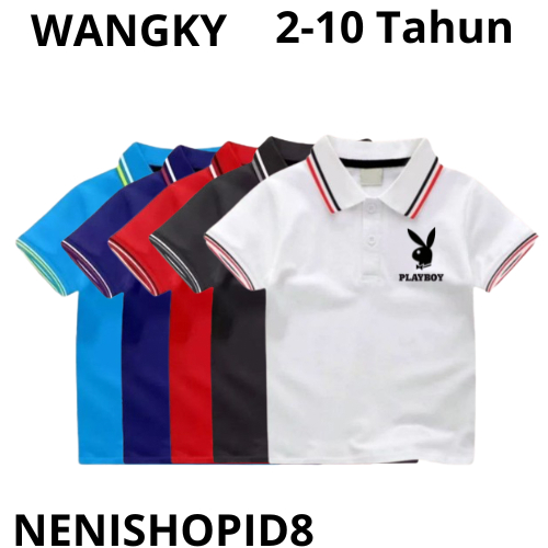 Wangky Kids Logo Pl4yb0i Ideal Age 2-10 ปี Wangky เสื้อยืดคอปกโปโล Unisex สําหรับเด็กหญิงและเด็กชาย