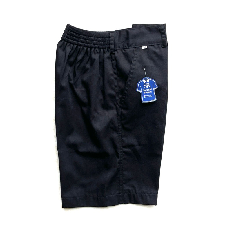 Hitam ชุดนักเรียน Bottoms กางเกงขาสั้นนักเรียนประถมเอวยางยืดสีดํา