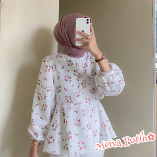 Blouse Wanita Cellia Margaritha Twist Korean Vintage Floral Blouse