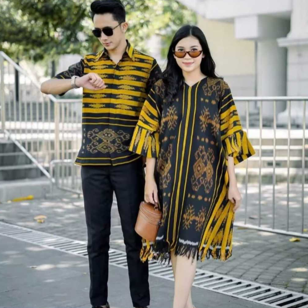ใหม่ล่าสุดเสื้อผ้า ETHNIC WOVEN COUPLE, MIDI DRESS สีเหลือง ETHNIC