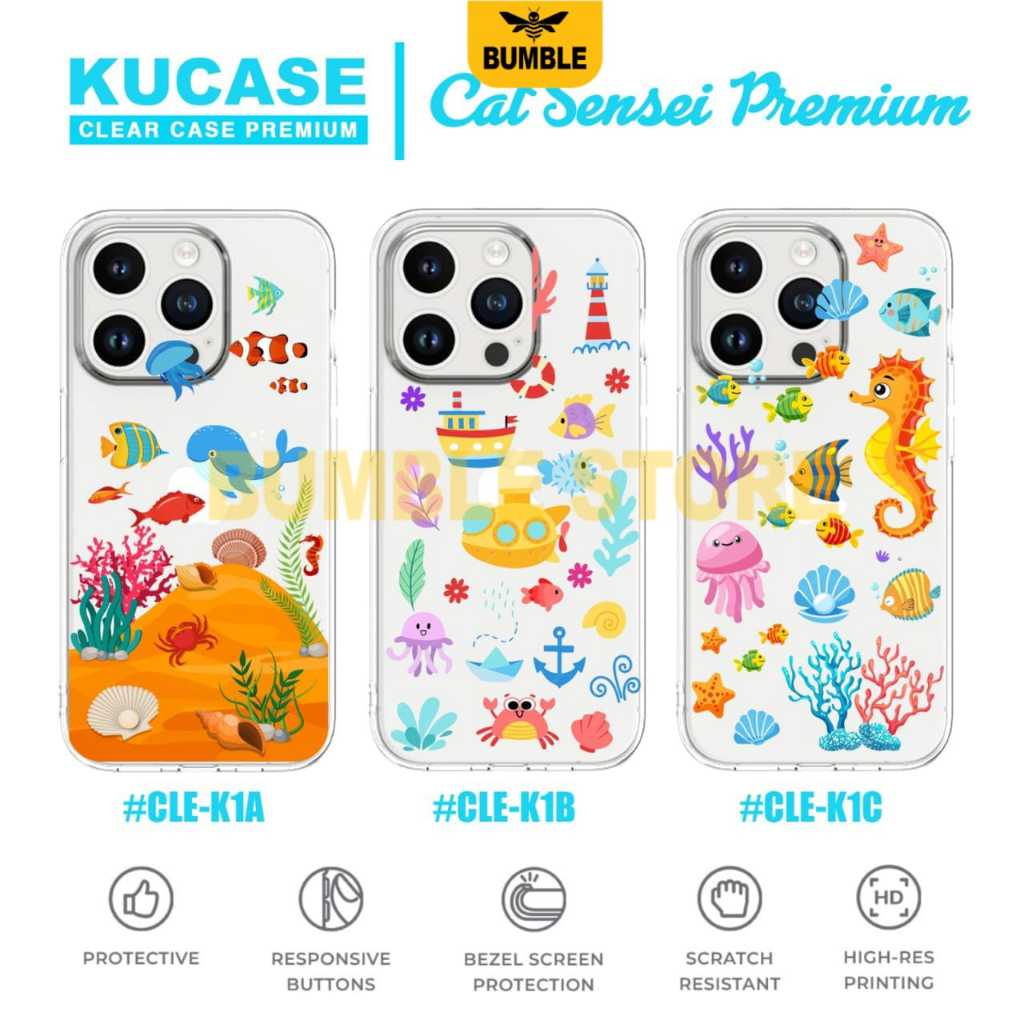 Bumble - Case Gambar CLE-K1 Clear Case Motif สีน้ําสัตว์ทะเล Premium Case Infinix Gt 20 Pro Infinix 