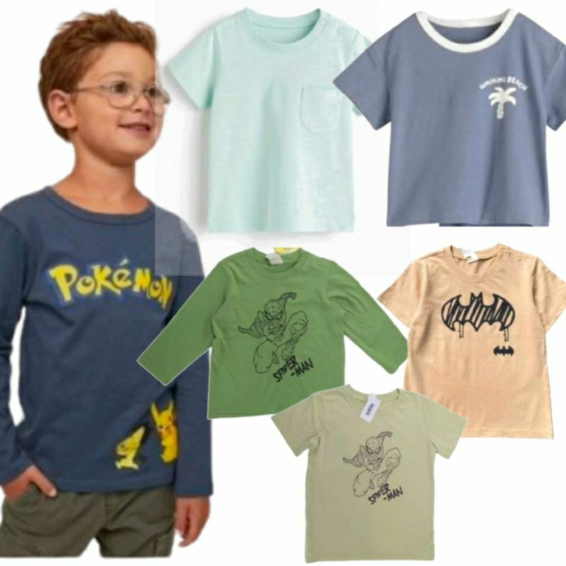 H&M ชม.&ม.&M เสื้อยืดเด็กชาย Shortslevee & เสื้อแขนยาว / ชม.&M Boys& 39; แขนสั้น & เสื้อยืดแขนยาว (4