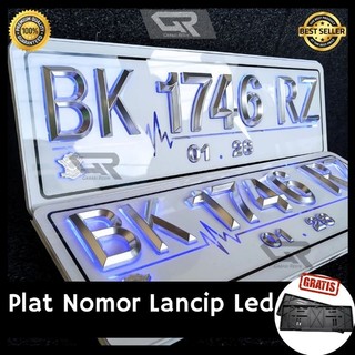 Plat Nomor Mobil Lancip LED Mewah Elegant