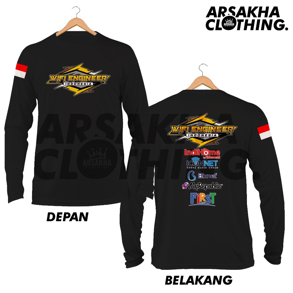 เสื้อยืดแขนยาว Wifi Engineer All Sponsor Racing Shirt Distro - Arsakha Clothing