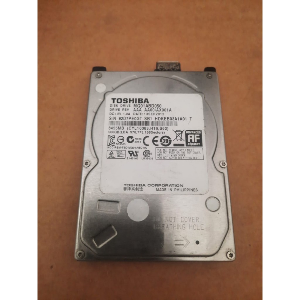 TOSHIBA MQ01ABD050 S/N 92D7PE0GT 8455 MB 500 GB ฮาร์ดไดรฟ์ภายนอก