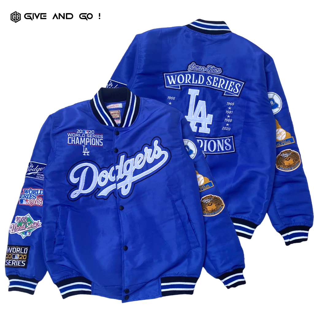 Varsity Baseball Jacket Men An Women Los Angeles Dodgers Blue ปัก Vintage Original