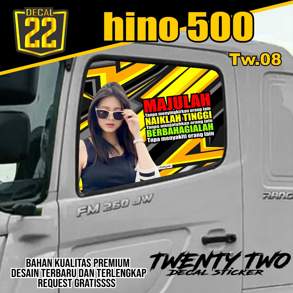 ONE WAY HINO 500 STICKER, HINO 500 TRUCK SIDE WINDOW STICKER, การออกแบบล่าสุด TWO, รหัส TW.08