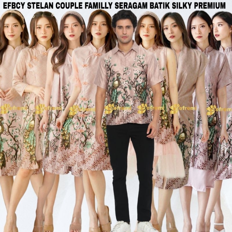 BATIK SATIN FAMILY COUPLE SET SERIES BCY PINK FORMAL PARTY FAMILY BATIK UNIFORM