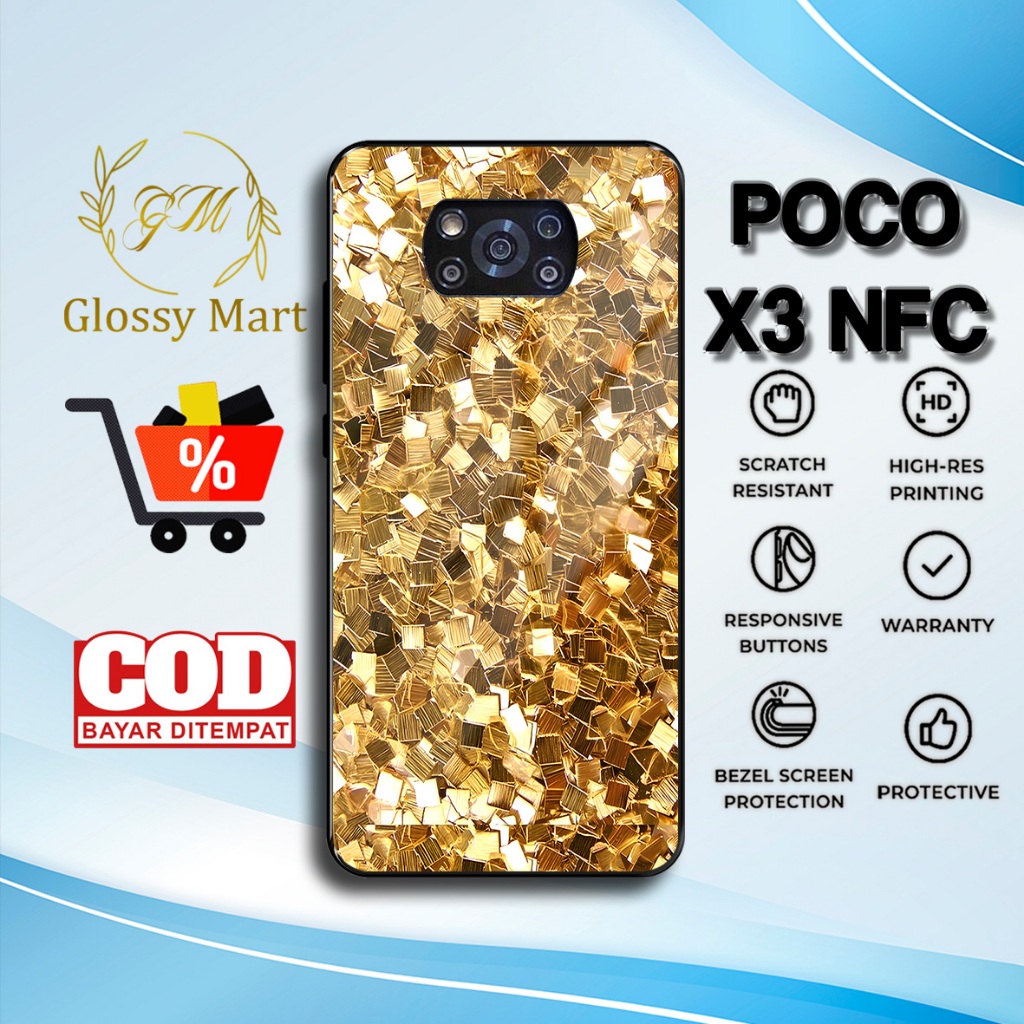 เคส P0C0 X3 NFS ล่าสุด - P0C0 X3 NFS Casing - golden Gold Motif - Premium Glossy Hardcase - Softcase