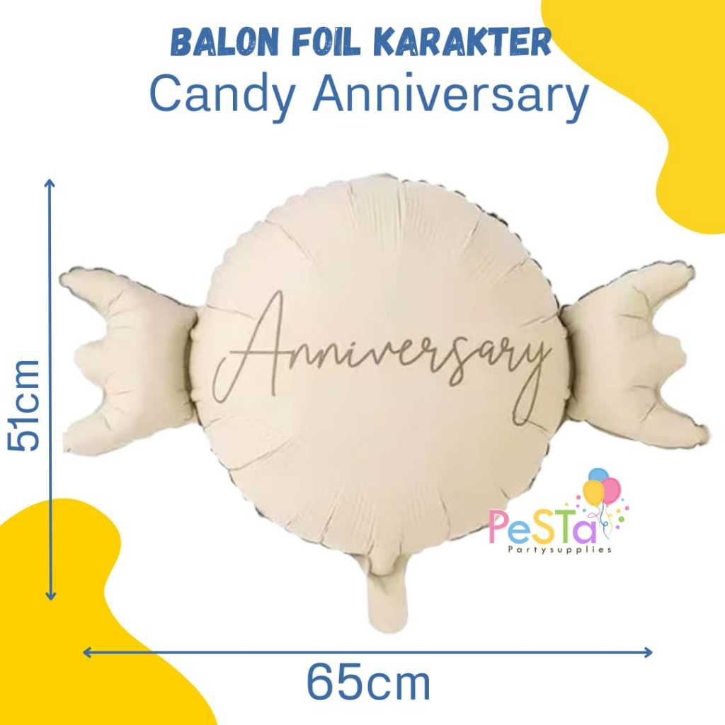 ลูกโป่งฟอยล์ครบรอบ/Anniversary Candy บอลลูนทราย/Foil Candy Anniversary Matte_PeStapartysuppies