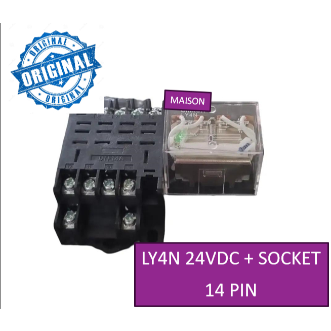 LY4N 24VDC รีเลย์ + เต้ารับ - 14 PIN | ไล4 24vdc | LY4N 24V