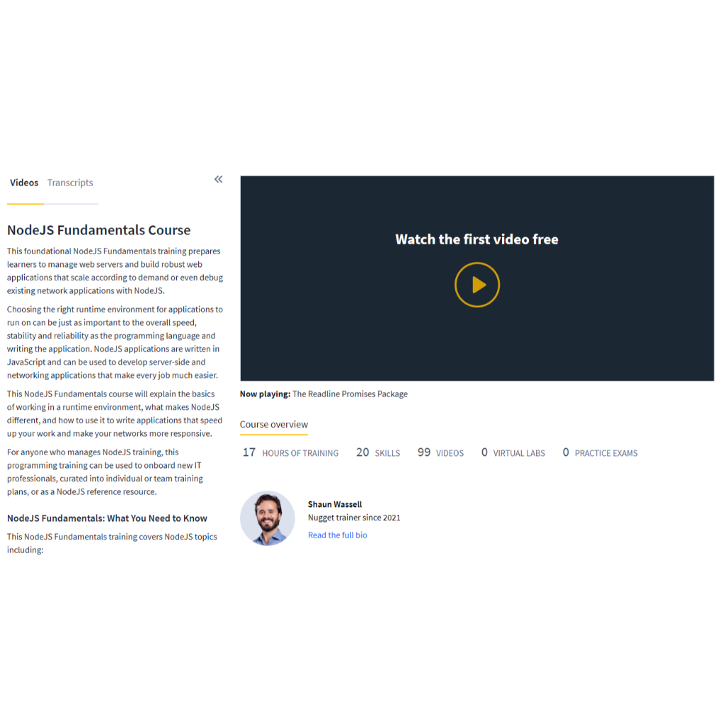 CBT Nuggets - NodeJS Fundamentals Course