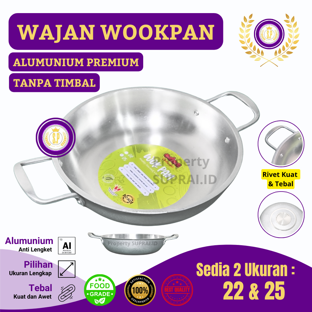 Suprai.id EDEA Wookpan กระทะ Two Size no 22 / no 25 กระทะมันเงา Non-Stick