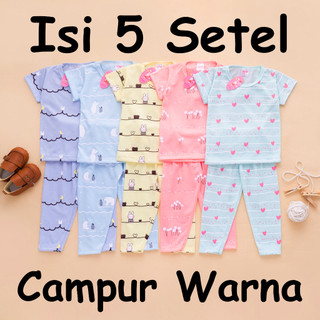 (ISI 5 SETEL) Setelan Anak & Bayi Perempuan Stripe Tissue Baby Series/ Baju Anak Perempuan / Setelan Bayi Perempuan / Baju Anak Anak / Pakaian Anak / Baju Bayi Usia 0 - 4 Tahun/ Setelan Anak Perempuan Xiao Wei