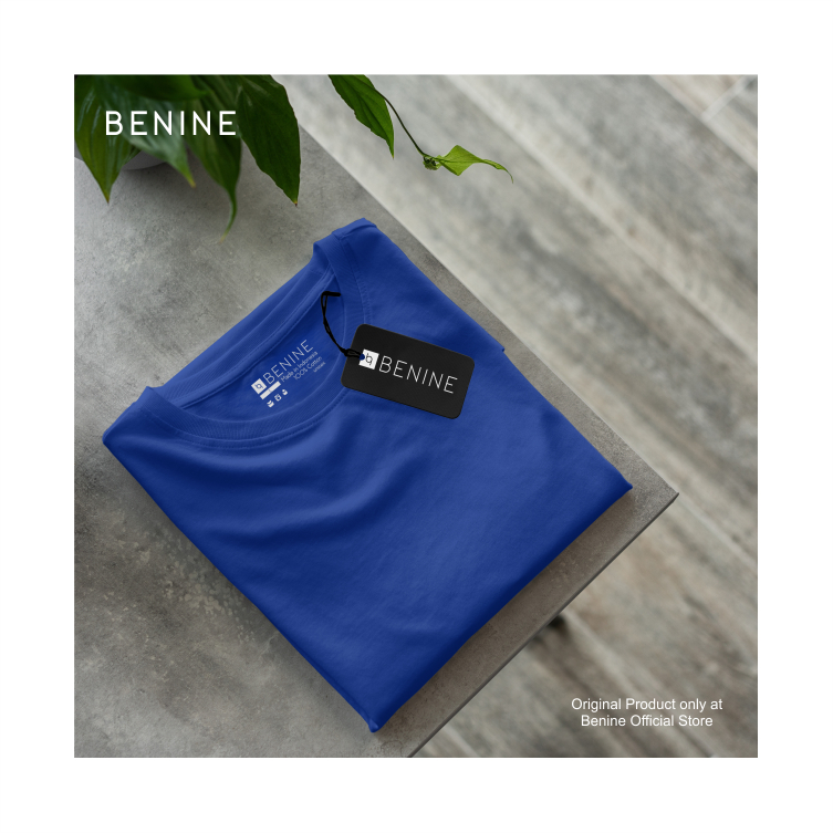 Benine Benhur Blue Plain T-Shirt / เสื้อยืด Distro Premium / เสื้อยืดผู้ชายและผู้หญิง / แขนสั้น