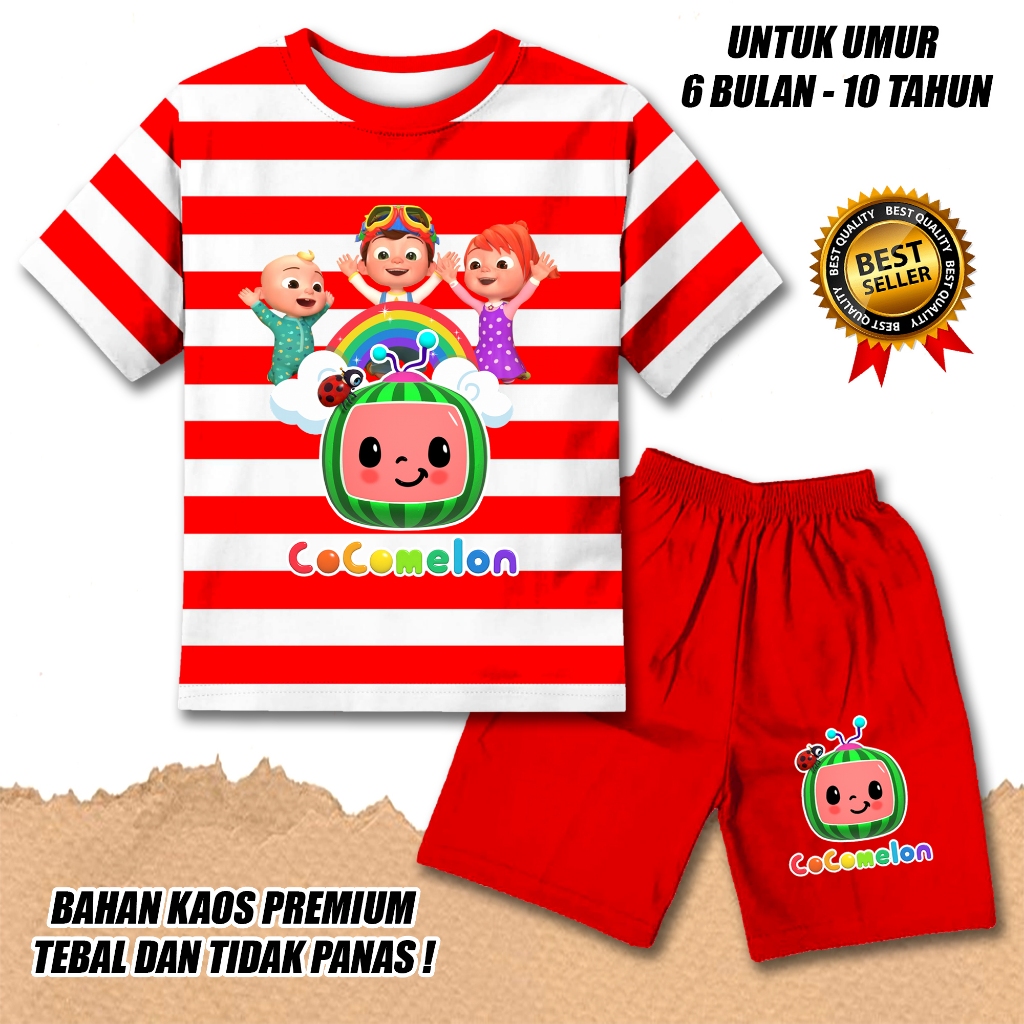 เด็กชาย & 39; ชุดสั้น SLEEVED อายุ 0-10 ปี COCOMELON MOTIF PREMIUM KATUKUN MATERIAL RAIGITA STORE