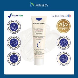 BALMGALERY - Embryolisse Lait-Creme Sensitive 100ml – 7 IN 1 : Pelembab Moisturizer Wajah + Makeup Cleanser Remover + Makeup Base Primer + Masker + Suncare + Cream After Shave + Pelembap Moisturizer Baby Anti Ruam Bayi