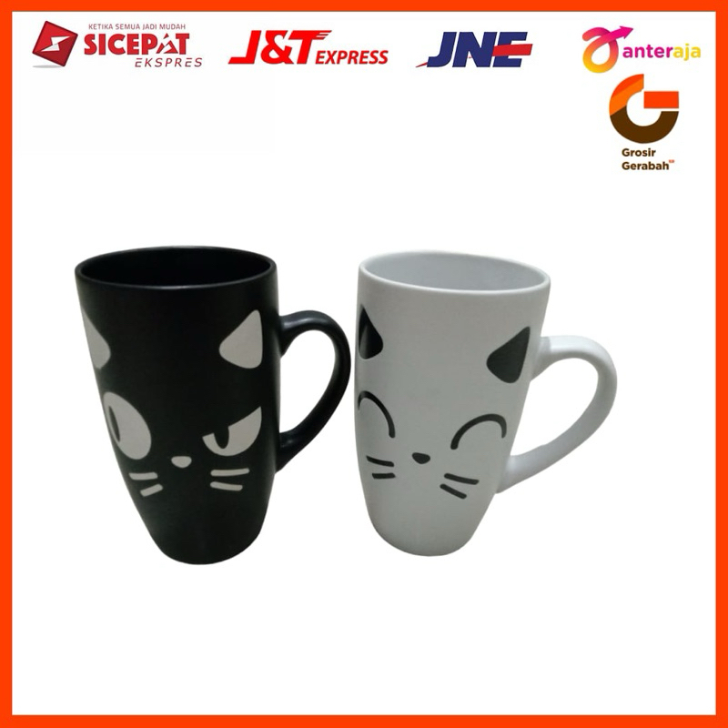 Tiara แก้วเซรามิค high catty สีดํา/ขาว qd35 59428