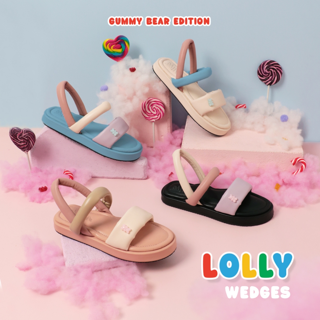 Alivelovearts Lolly รองเท้าแตะ Wedges 3 ซม.รองเท้าแตะแพลตฟอร์ม Gummy Bear ผู้หญิง