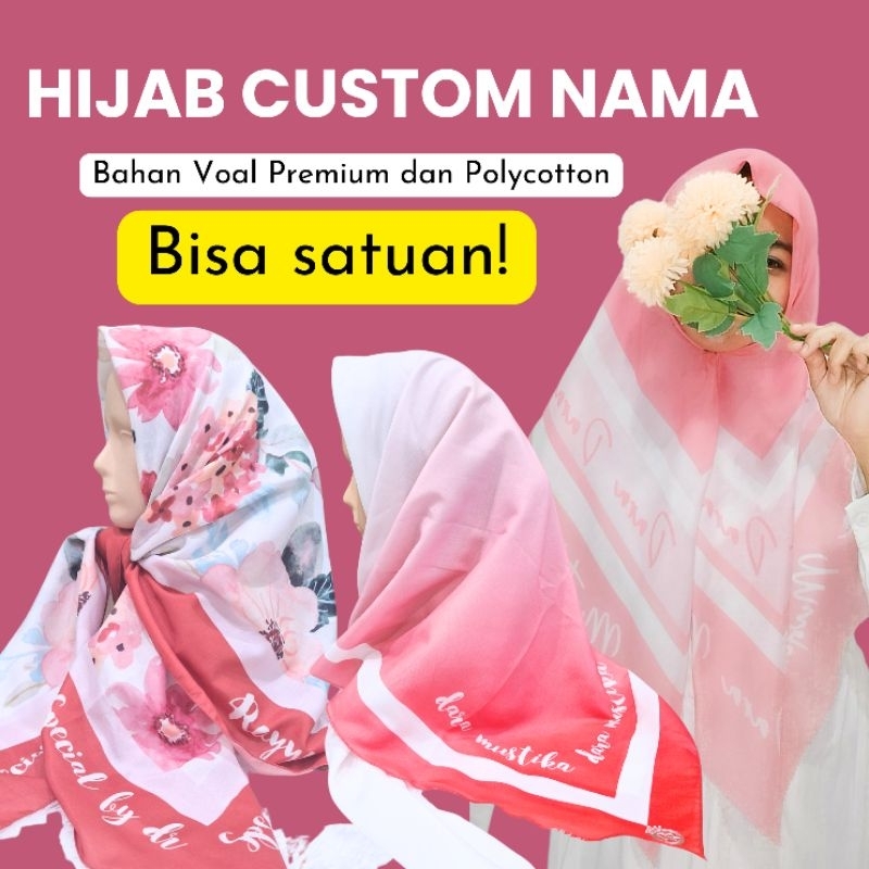 9.9 Custom Hijab Name Gift Premium Voal Square Hijab August Unit