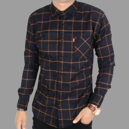 Kemeja เสื้อเชิ้ตผ้าสักหลาดผู้ชาย เสื้อเชิ้ตแขนยาวผ้าสักหลาด เสื้อลายสก๊อตผู้ชาย เท่ๆ