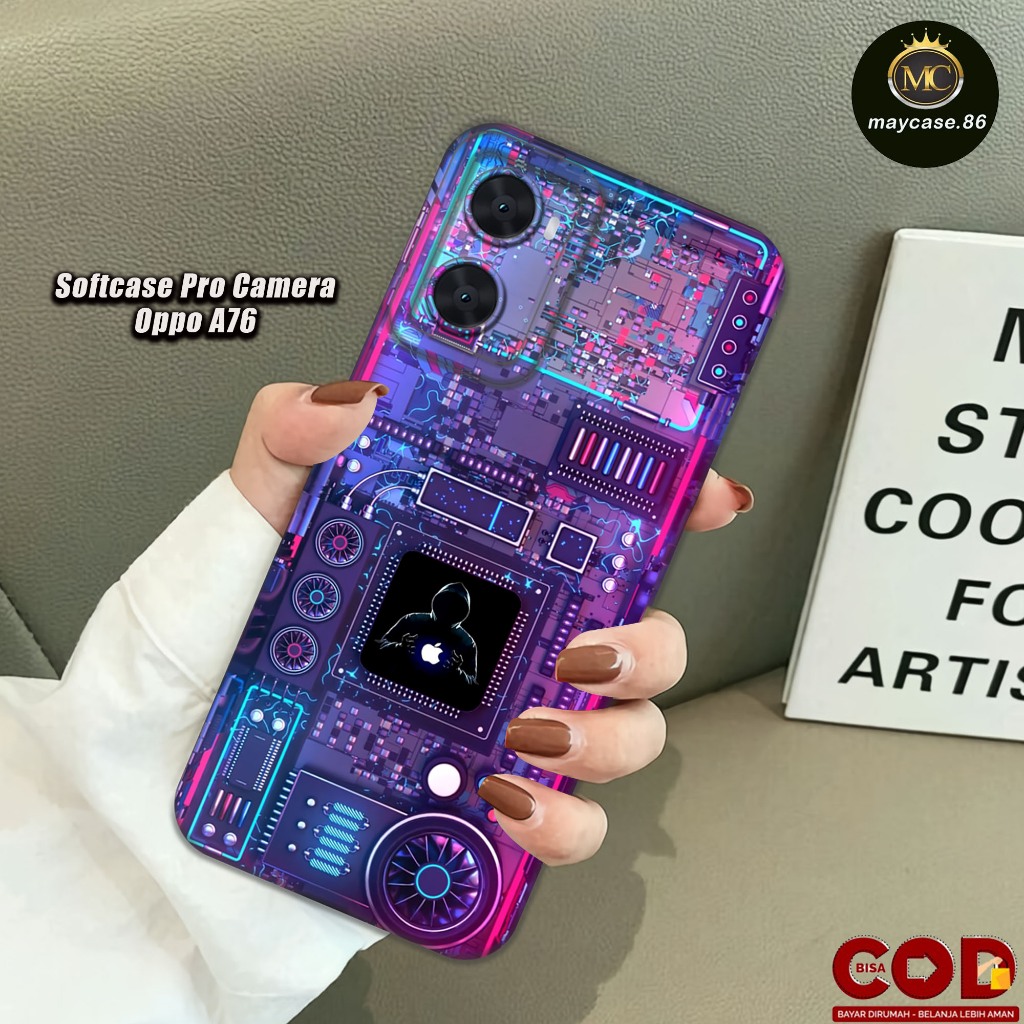 HP OPPO A76 4G 2022 Softcase Silicone Pro Camera Casing ยางสีดํา ยืดหยุ่นและหนา - ตัวป้องกันสําหรับก