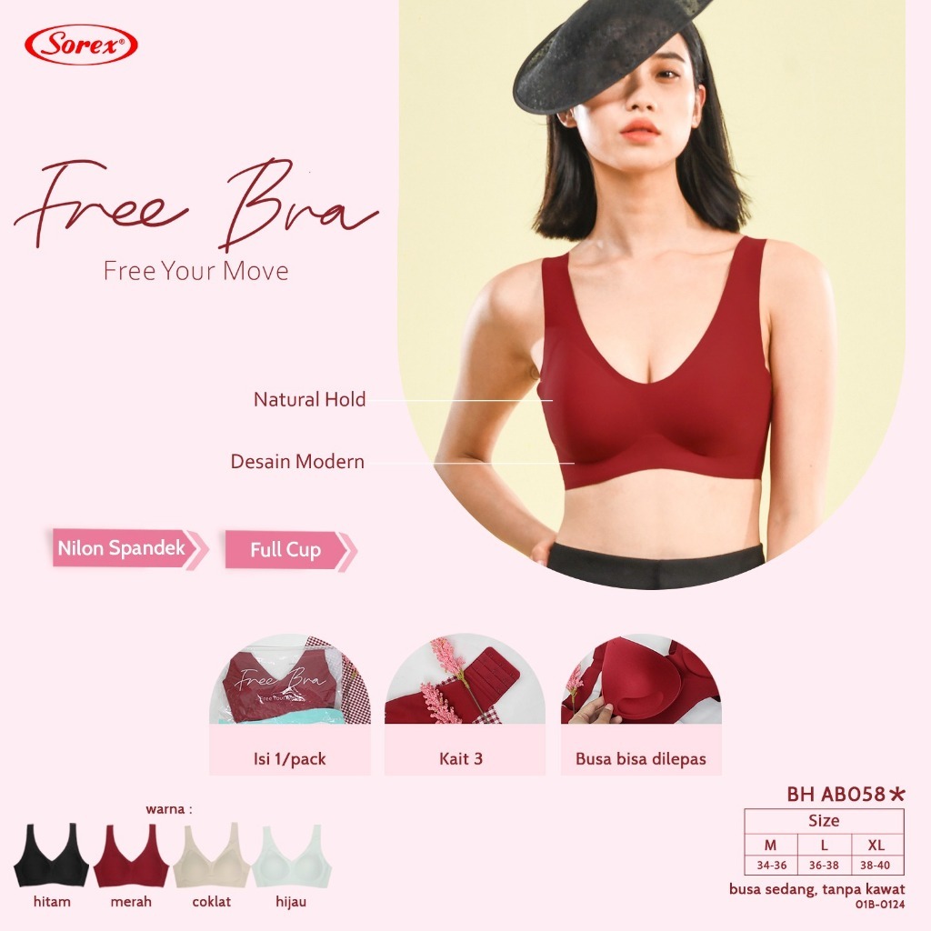 Gend89 Sorex WOMEN& 39;S WIRELESS Bra 2 HOOK Foam 11107 / Sorex AB 058 Seamless Bra ไม่มีลวดโฟมขนาดก