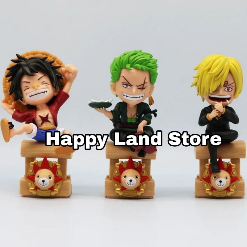 Action Figure One Piece Anime Monkey D Luffy Roronoa Zoro โหมดนั่ง PVC Collection