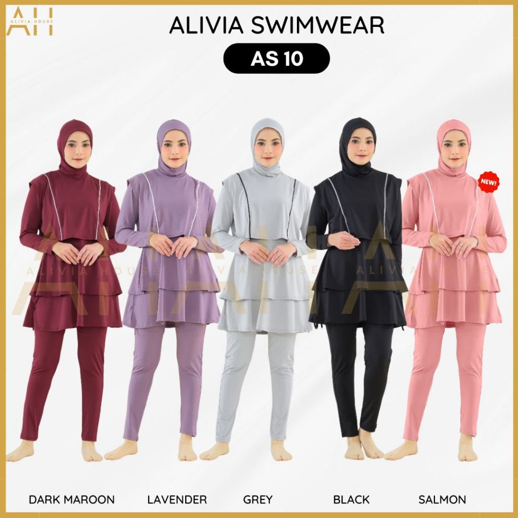 Alivia ชุดว่ายน้ํา AS10 - ชุดว่ายน้ํามุสลิมอิสลามสําหรับผู้หญิงมุสลิมผู้ใหญ่ สาววัยรุ่น ชุดว่ายน้ําฮิญาบ