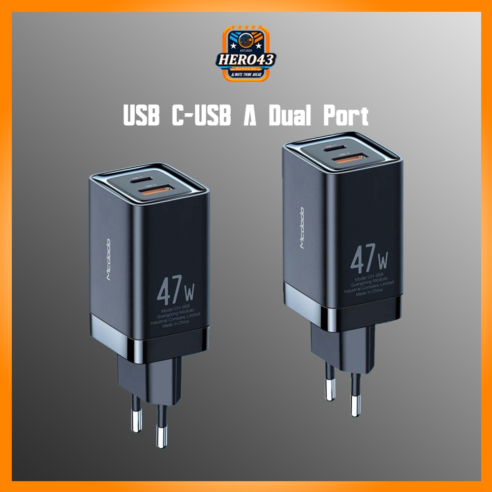 Mcdodo 47w Type C + USB A GaN Fast Charger สีดํา