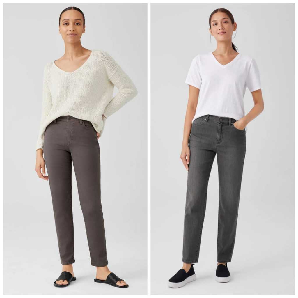 Eileen Fisher Organic Cotton Denim กางเกงยีนส์เอวสูง