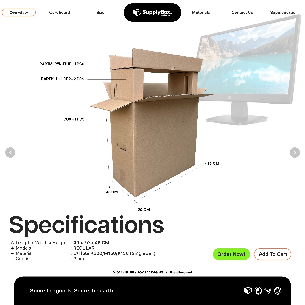 MONITOR BOX 49 x 20 x 45 CM | กล่องมอนิเตอร์ | กล่องจอ 19 นิ้ว