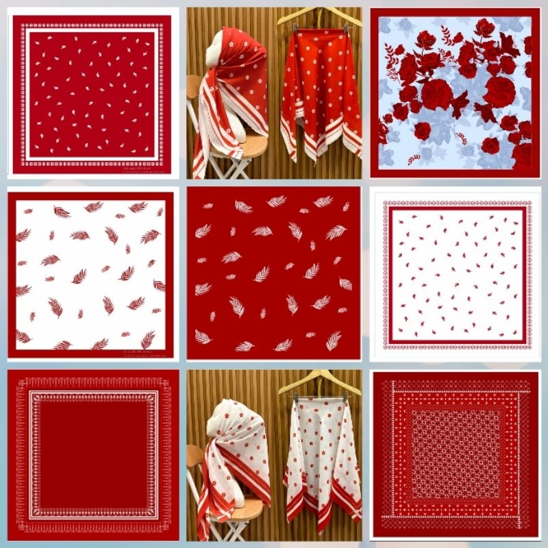 Merah PUTIH Independence Edition ฮิญาบสีแดงและสีขาว (ทุกปี) ฮิญาบสี่เหลี่ยม vual sublime lasercut