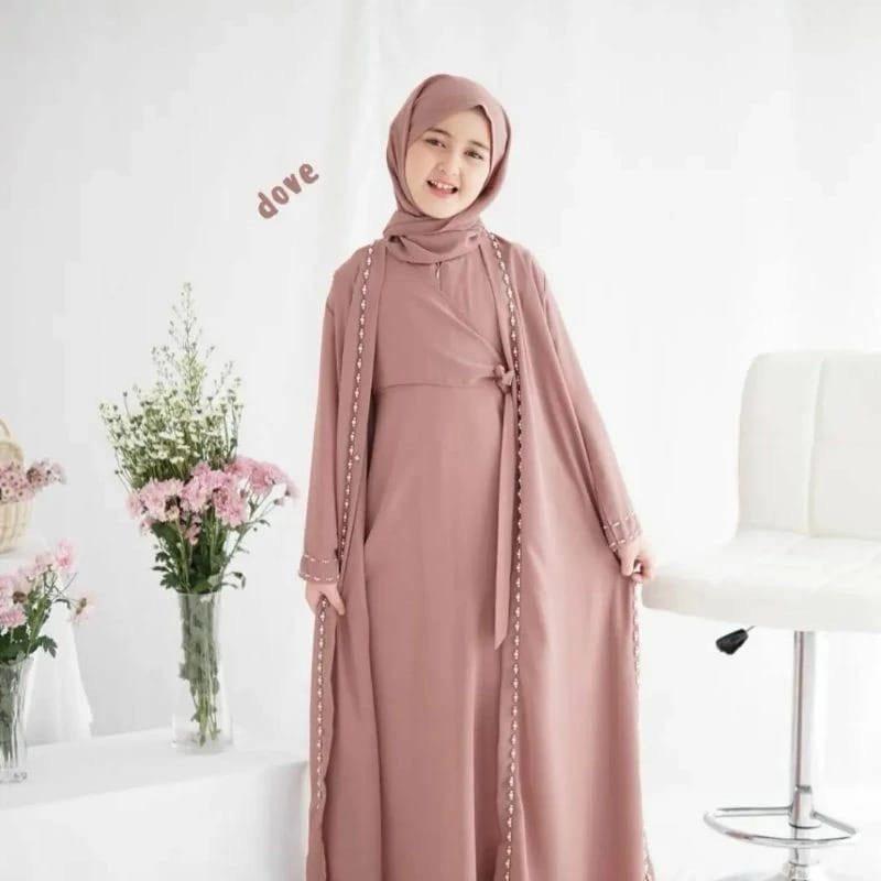 Hitam ABAYA GAMIS สําหรับเด็กผู้หญิง MAXY DRESS ARAB SAUDI EMBROIDERED TURKEY UMROH DUBAI TURKEY เสื้อผ้า 2 ชั้นเสริมเตียงผ้าฝ้ายผ้าฝ้าย 9 ปี + ไซส์สีดํา Viqri VIRALL