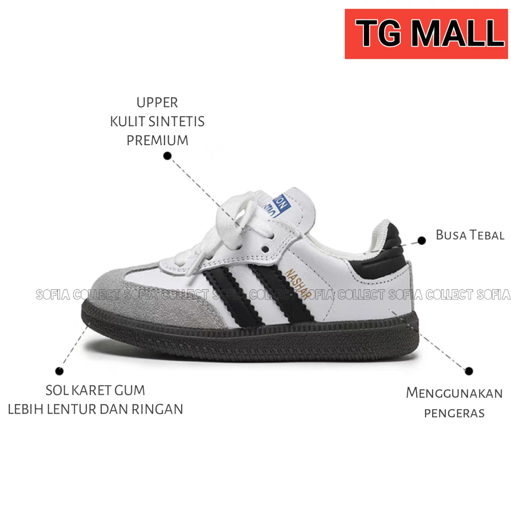 Sb Kids Classic ADIDS SMBA สีขาวนุ่มยืดหยุ่นเด็กวัยหัดเดินเยาวชนรองเท้าสเก็ต - ทารก, เด็กผู้หญิง, เด