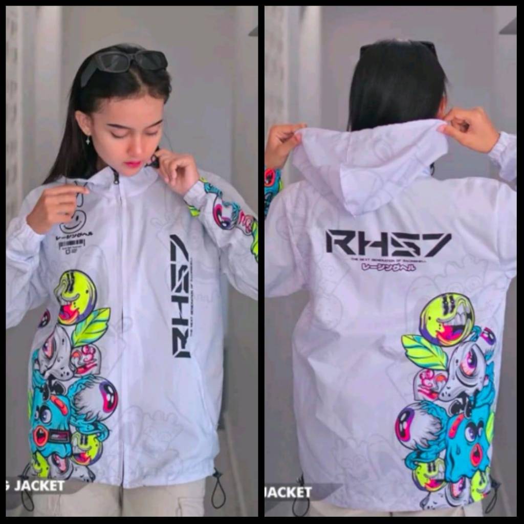 Putih HELL RACING Jacket/White RH57 Jacket/RH57 PRINTING Jacket/HELL RACING Jacket/ใหม่ล่าสุด RH57 J