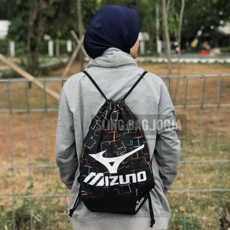 Drawstring Backpack - String Bag - กระเป๋าสะพายข้างผู้ชายและสตรี Mizuno Edition