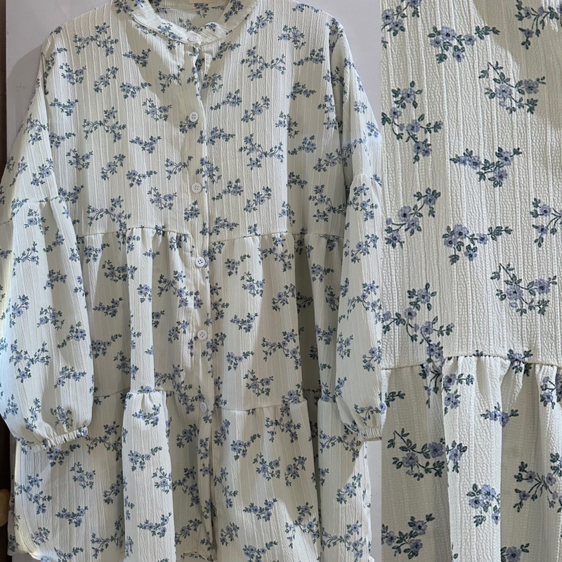 ใหม่ JISOO BLOUSE TOP KOREAN BLOUSE VINTAGE BLOUSE BABBY DOLL FLOWER MOTIF