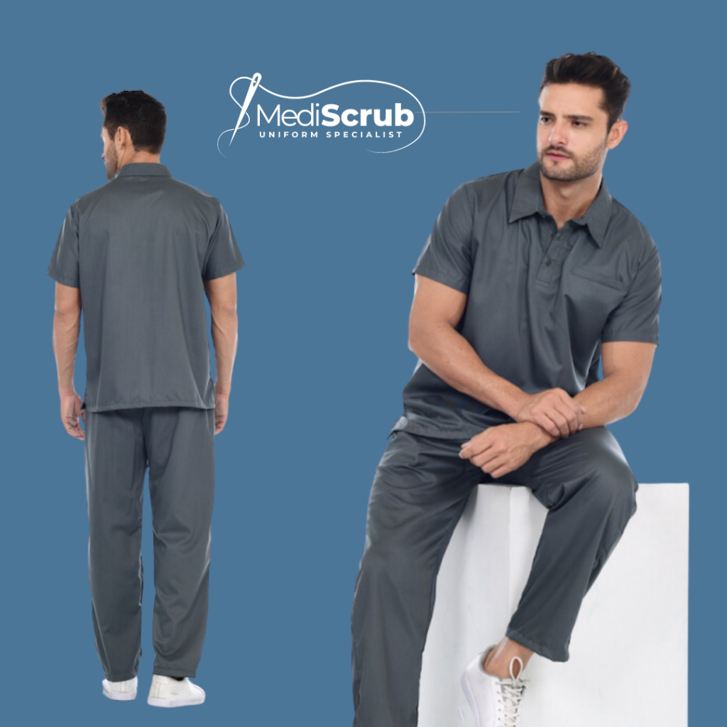 Mens Doctor Nurse Scrub Polo Collar Short Sleeve / MEDISCRUB