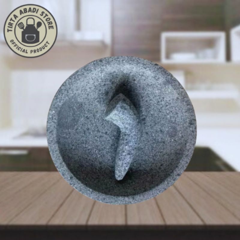 ของแท้ 100% LATHE STONE MORTAR / MOUNTAIN STONE MORTAR WITH LATHE RESULTS + PESTLE 22 CM
