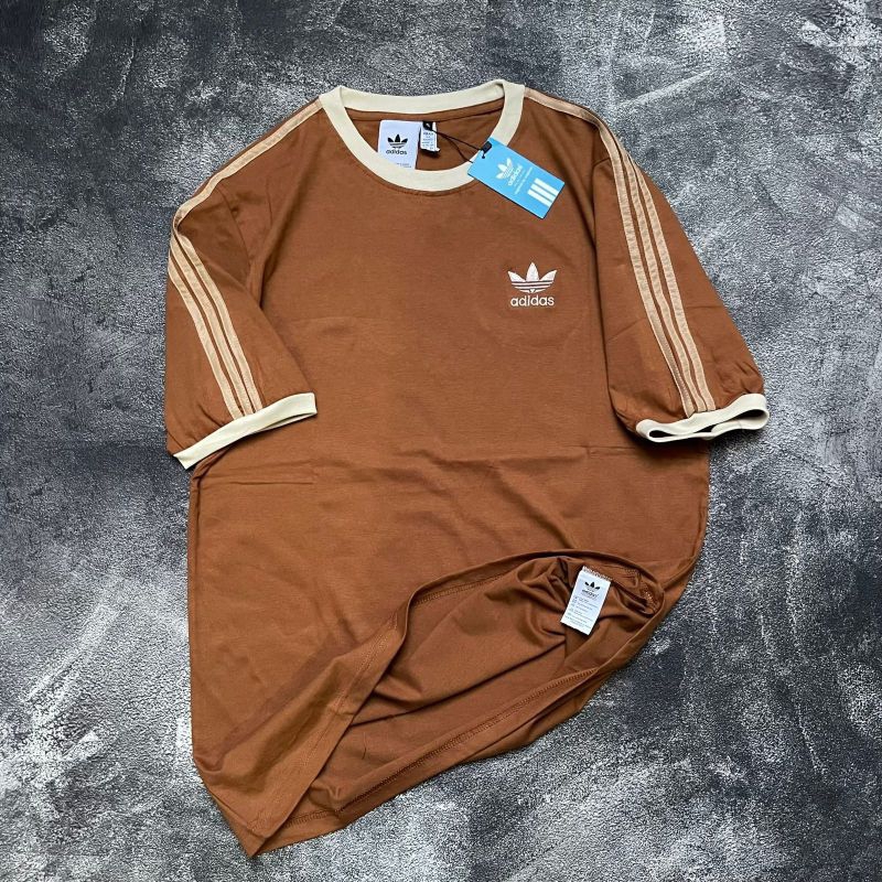 เสื้อยืด Adidas Ringer Tee 3 ฟอยล์ Full Tag Wos Adidas สี 3 Stripes Cotton 24s