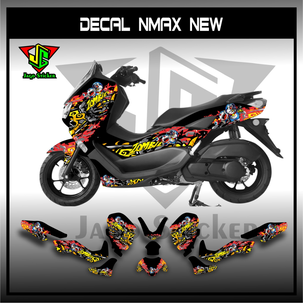 DECAL NMAX 2020 2021 2022 ใหม่ - สติ๊กเกอร์บล็อกเต็ม NMAX 2020 2021 2022 - DORAEMON ZOMBIE - สติ๊กเก